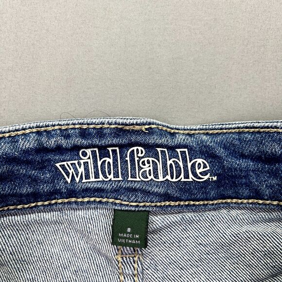 Wild Fable High Rise Straight Leg Jeans Women’s Size 8 Blue Button‎ Fly Raw Hem - Picture 9 of 14
